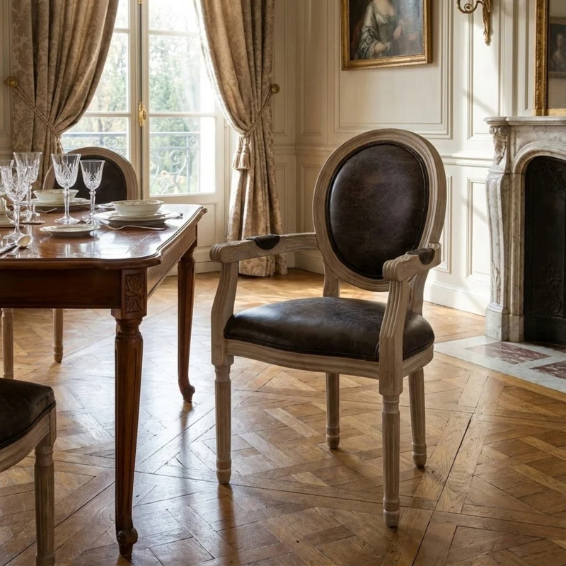 Poltrona Constance in Ecopelle Nera con Braccioli