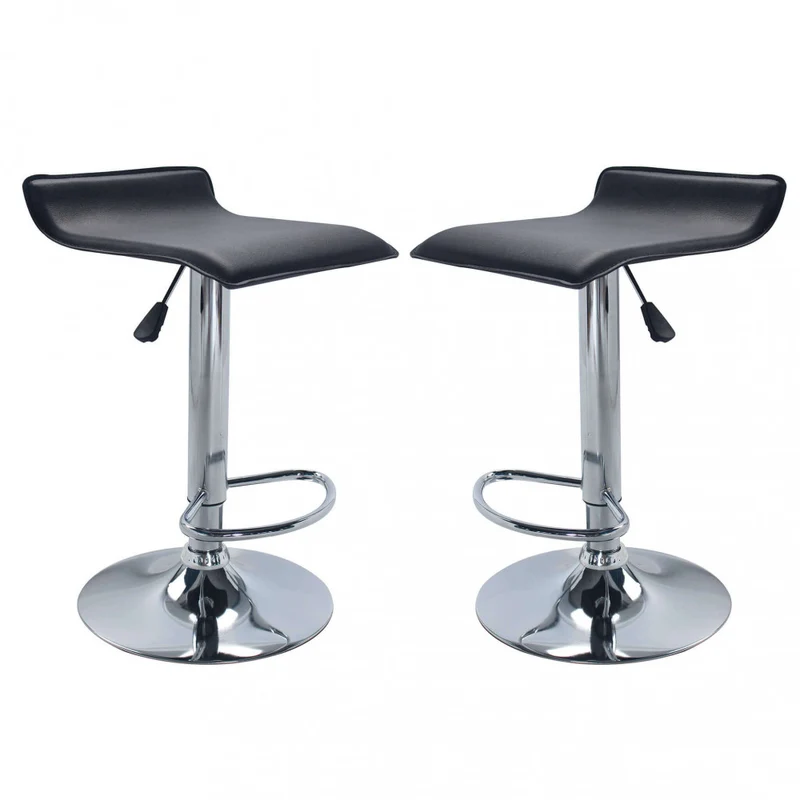 Sgabello Jake con Seduta Ergonomica Nera e Base Cromata