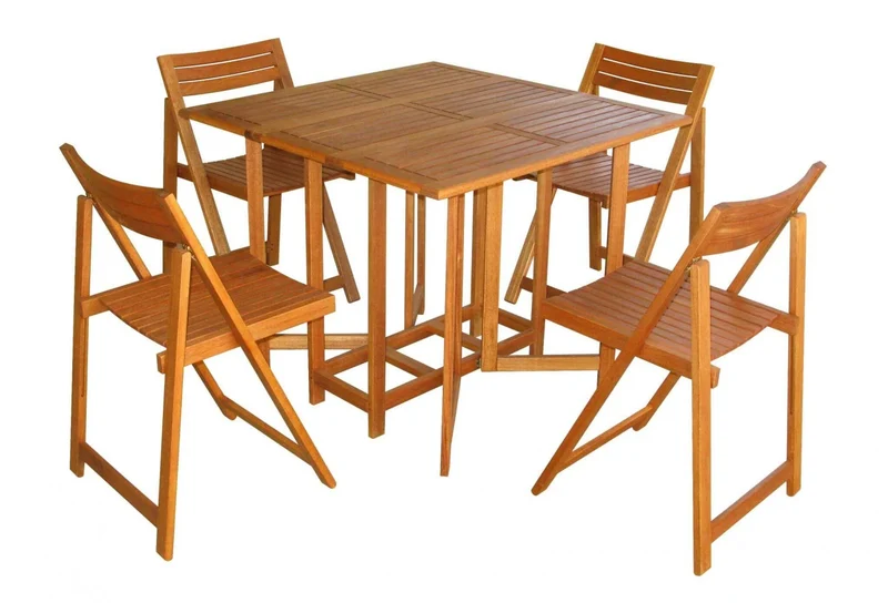 Set Tavolo + 4 Sedie Birra Acacia