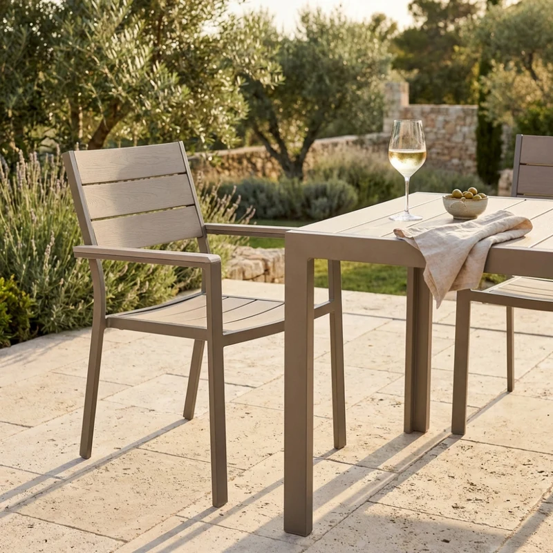 Poltrona Cervia in Alluminio e Polywood Taupe