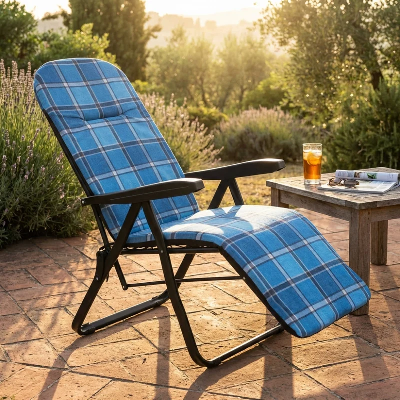Poltrona Relax Cipro in Acciaio e Tessuto Scozzese