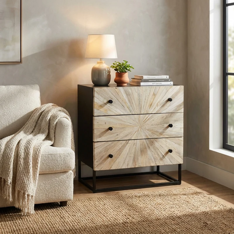 Cassettiera Kimball in Legno e Metallo