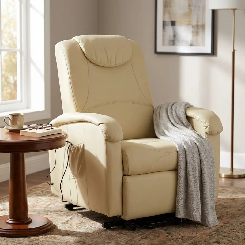 Poltrona Relax Elettrica PM808602 in Ecopelle Beige