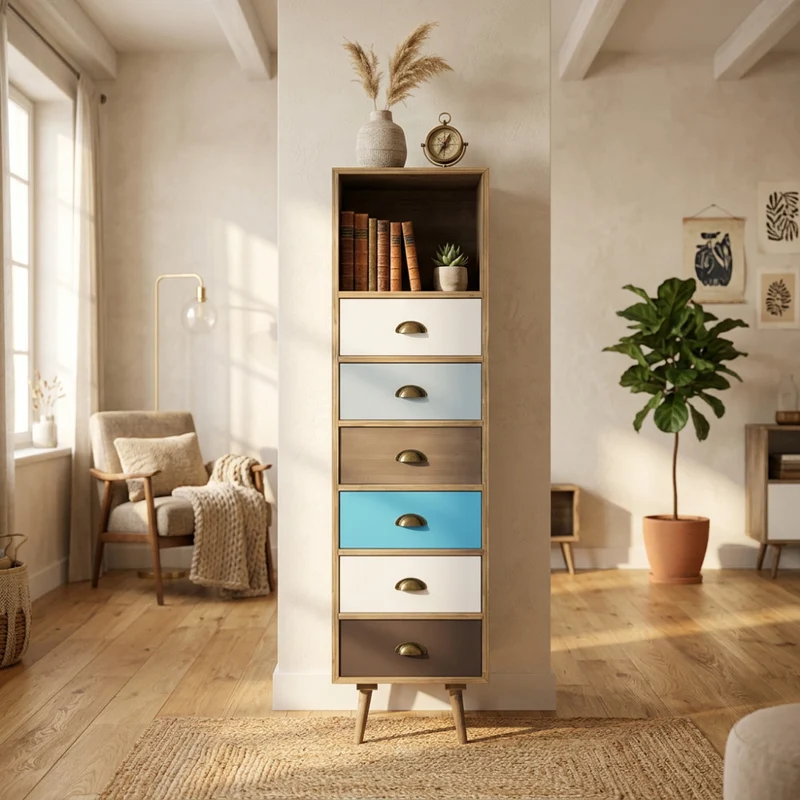 Cassettiera Mobiletto Orleans in Legno Multicolore
