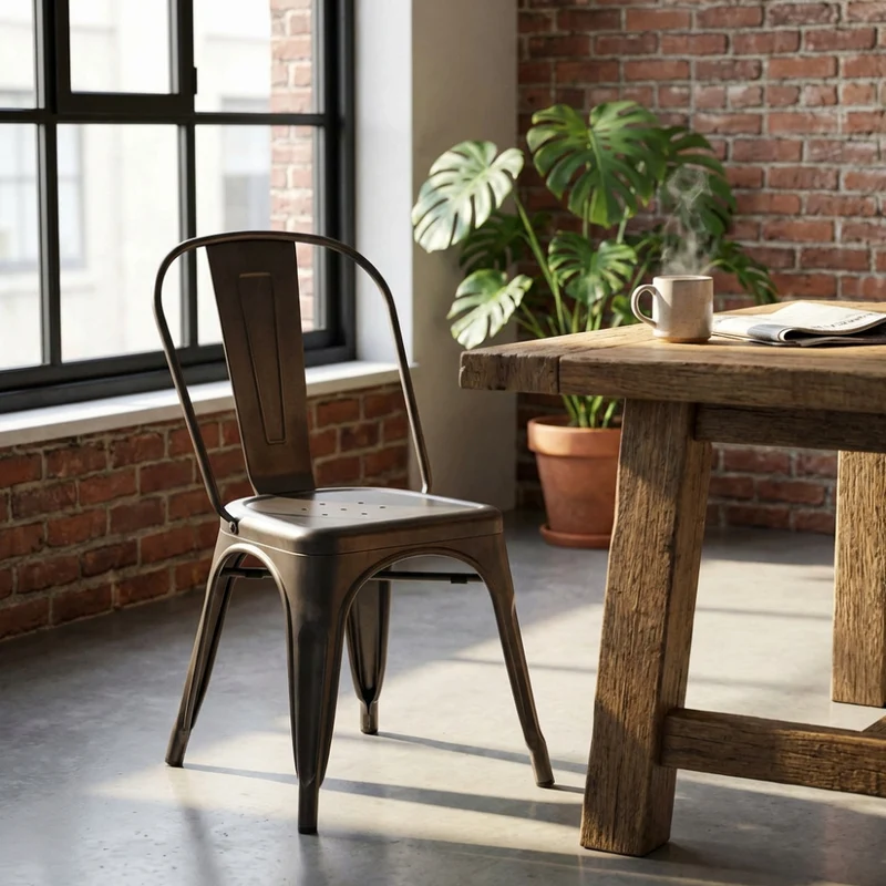 Sedia GARDENA in Acciaio Nero Stile Industriale