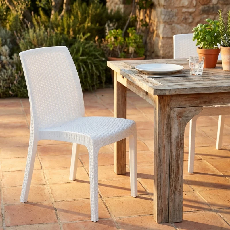 Sedia Virginia in Wicker Bianco