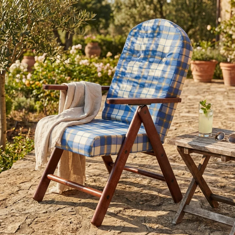 Cosma Poltrona Relax In Legno Di Faggio Con Motivo Tartan