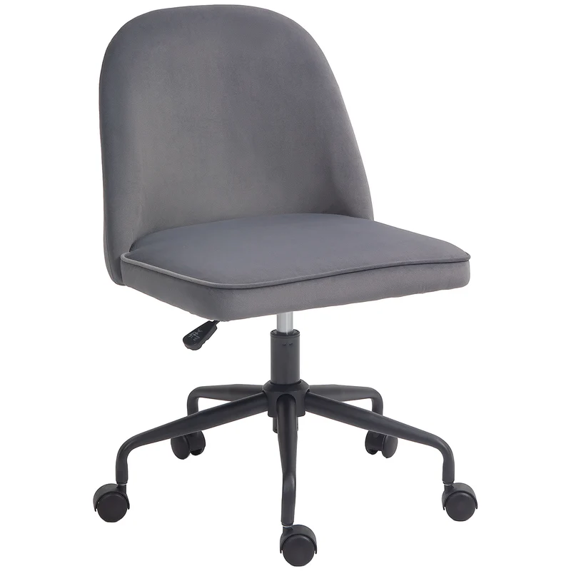 EasyComfort Sedia da Ufficio con Altezza Regolabile e Funzione Dondolo, Rivestimento in Tessuto Vellutato, Grigio