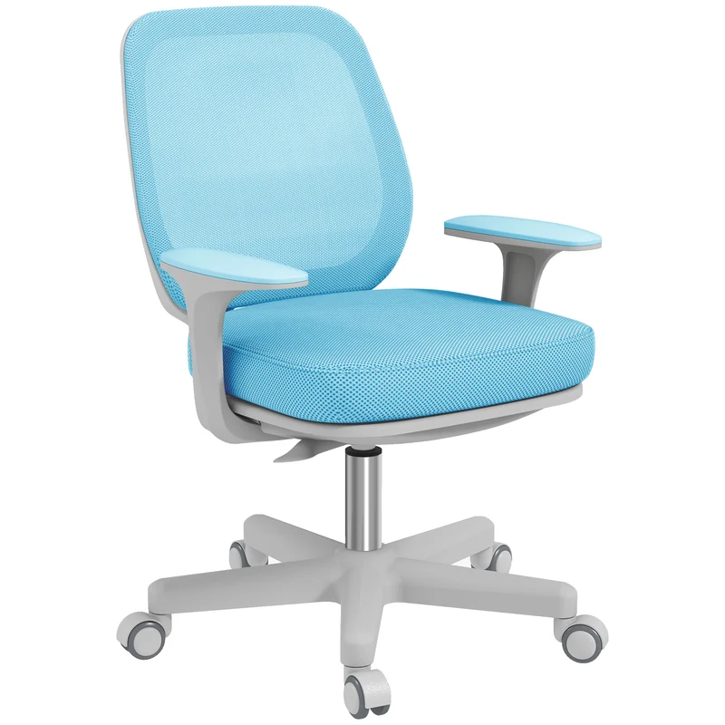 EasyComfort Sedia da Ufficio Ergonomica e Reclinabile ad Altezza Regolabile con 5 Rotelle, 55x48x82.5-94.5 cm, Azzurra