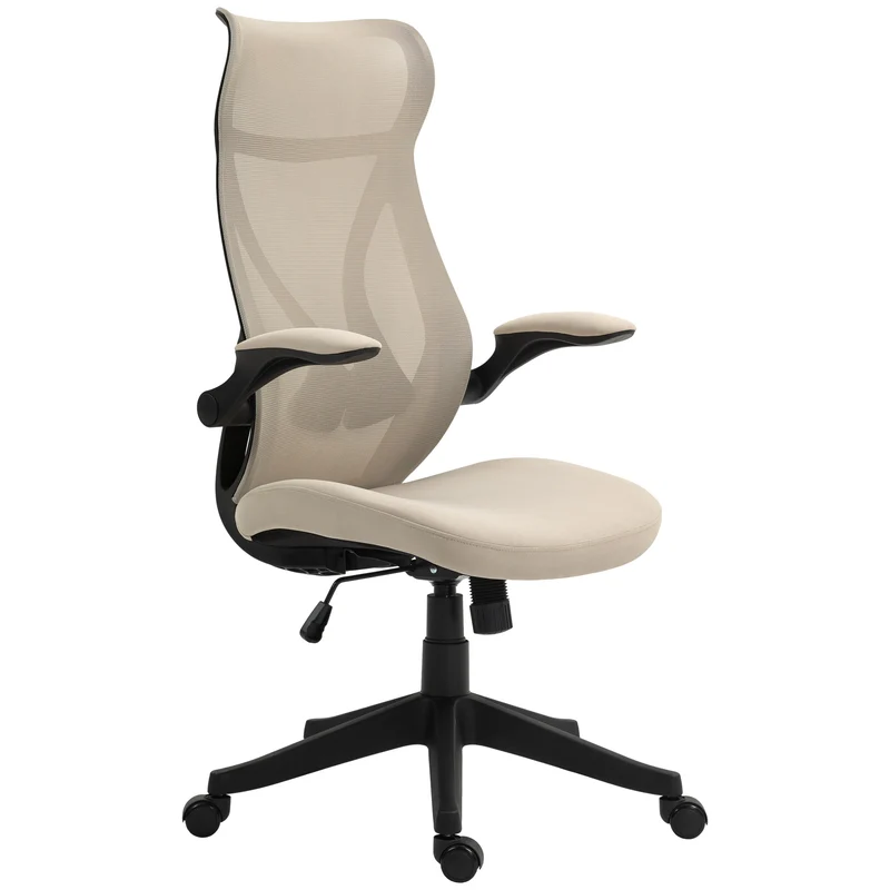 EasyComfort Sedia da Ufficio con Braccioli Ribaltabili, Altezza Regolabile e Schienale Inclinabile, Beige