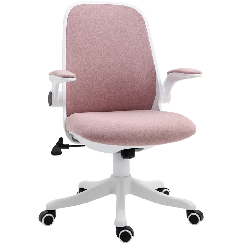 EasyComfort Sedia da Ufficio Ergonomica ad Altezza Regolabile, in Tessuto Effetto Velluto, 62.5x60x94-104 cm, Bianco e Rosa