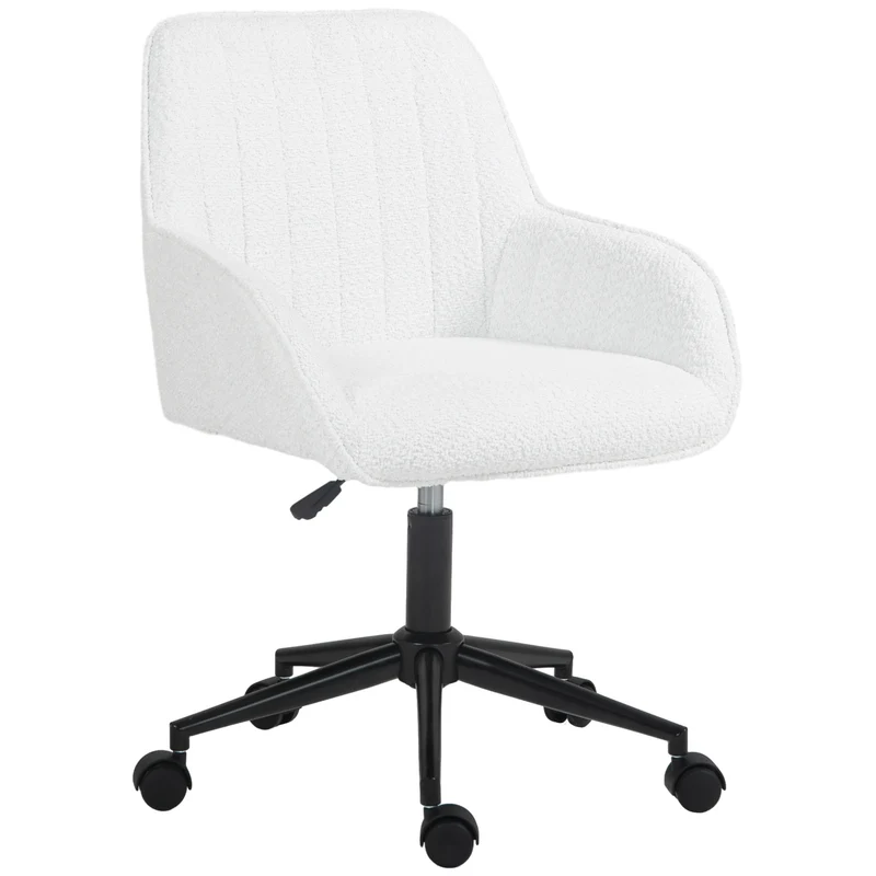 EasyComfort Sedia da Ufficio in Tessuto con Altezza Regolabile, Seduta Girevole e Ruote, Bianco