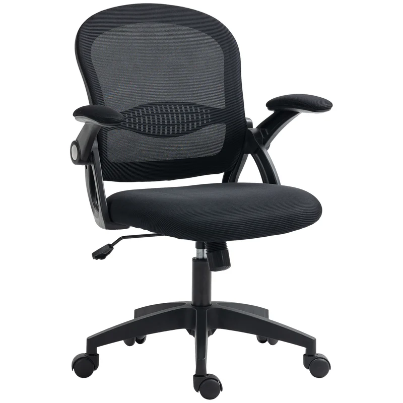 EasyComfort Sedia da Ufficio Ergonomica con Schienale a Rete e Altezza Regolabile, 65.5x61.5x88-97.5cm, Nero