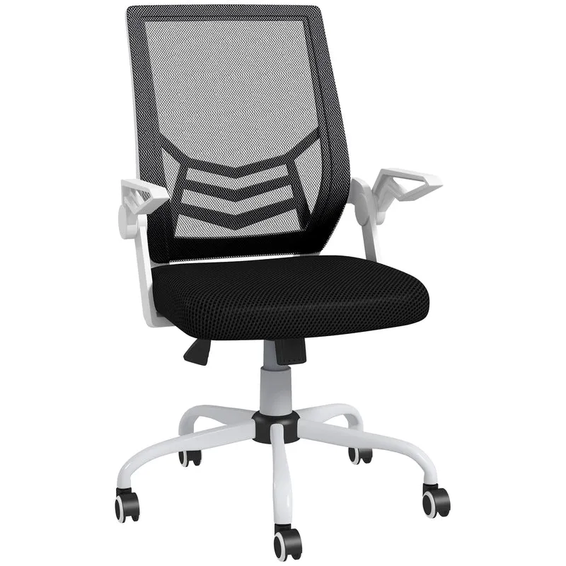 EasyComfort Sedia da Ufficio Ergonomica ad Altezza Regolabile, in Tessuto Effetto Lino, 62.5x55x94-104 cm, Bianco e Nero