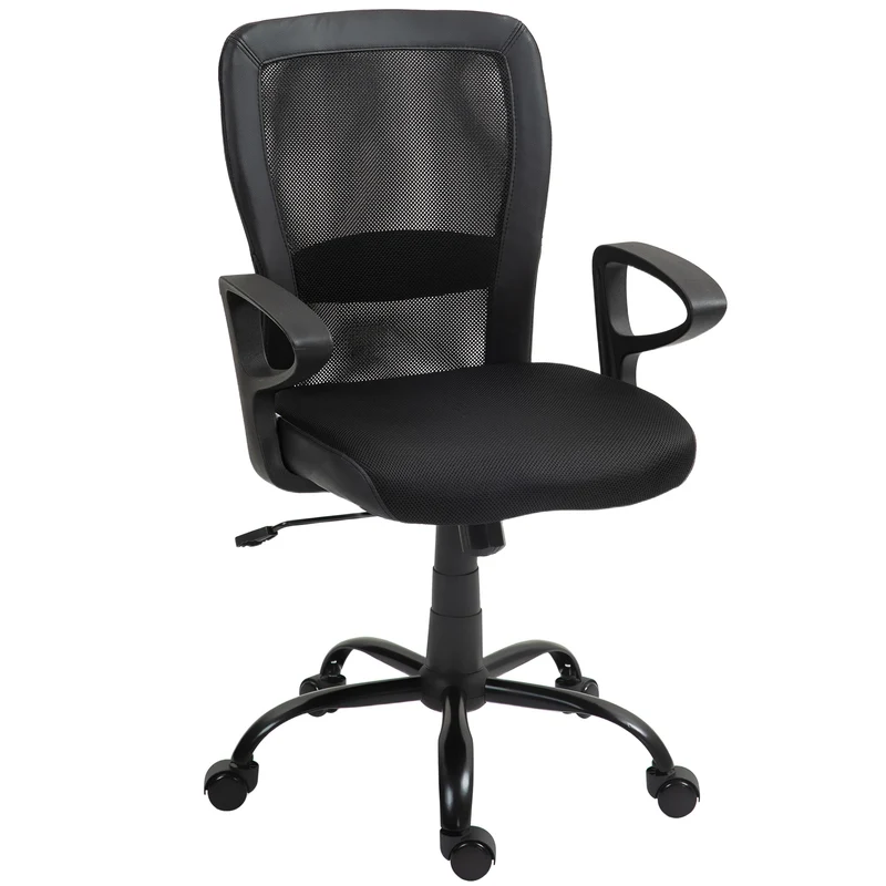 EasyComfort Sedia da Ufficio con Altezza Regolabile e Tessuto a Rete, Seduta Girevole e Inclinazione, Nero