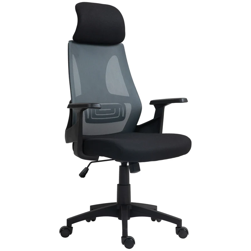 EasyComfort Sedia da Ufficio con Supporto Lombare e Poggiatesta, Seduta Girevole con Altezza Regolabile, Nero