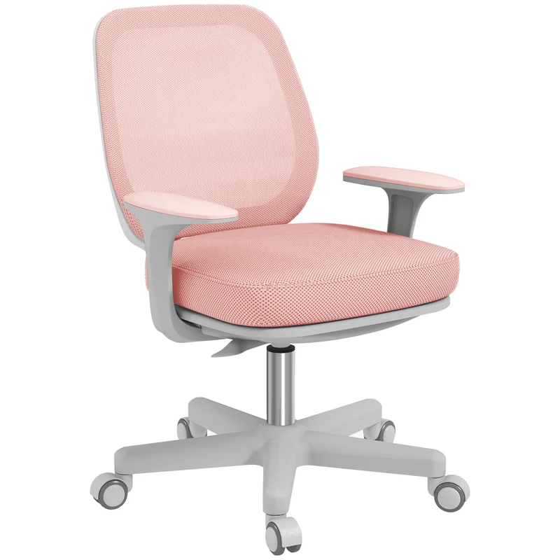 EasyComfort Sedia da Ufficio Ergonomica e Reclinabile ad Altezza Regolabile con 5 Rotelle, 55x48x82.5-94.5 cm, Rosa