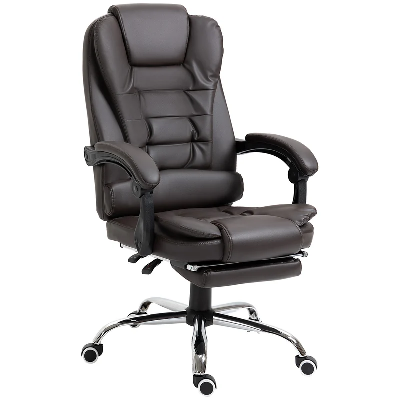 EasyComfort Poltrona da Ufficio Reclinabile in stile Presidenziale con Poggiapiedi, 64.5x69x109-117 cm, color Caffè