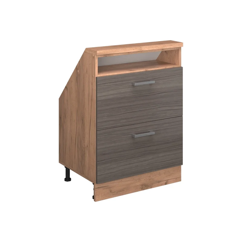 Mobile sottotetto Rion Grigio nobile/Rovere dorato con 2 cassetti Vicco