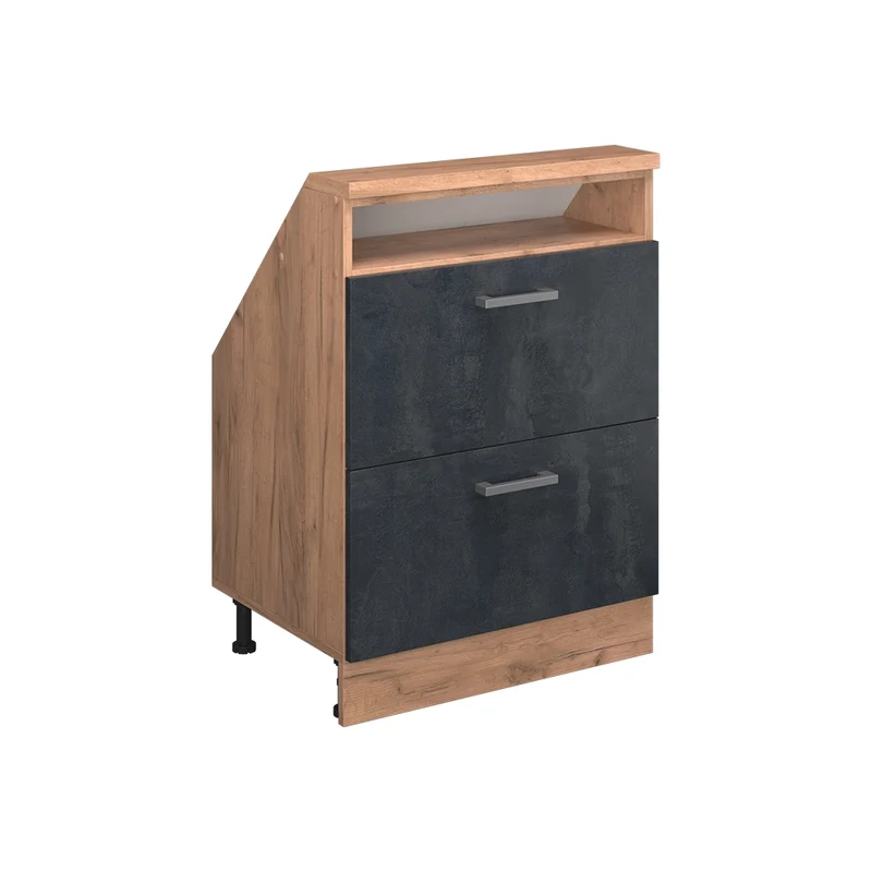 Mobile sottotetto Rion Calce nera/Rovere dorato con 2 cassetti Vicco